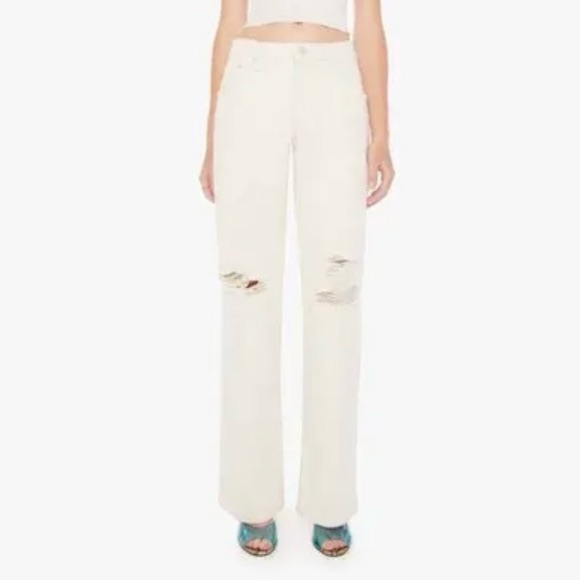 Mother Superior The Down Low Spinner Heel Jeans In Natural Acts | Size 34 | Nwt